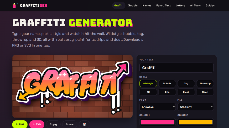 Screenshot of Graffiti Generator