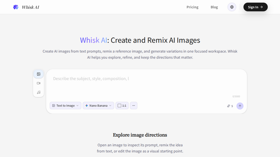 Screenshot of Whisk AI