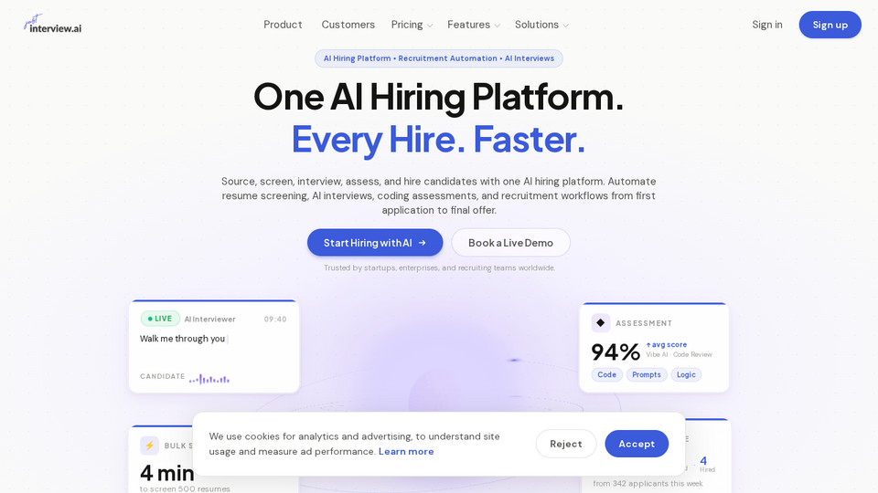 Screenshot of JustInterview.ai