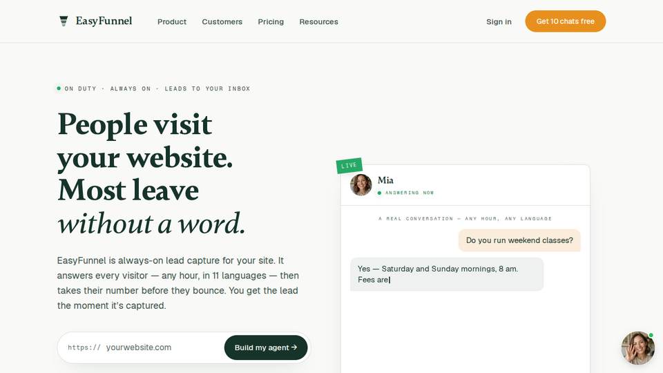 Screenshot of EasyFunnel