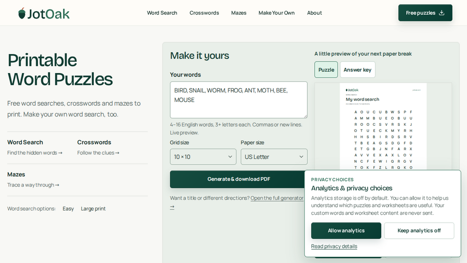 Screenshot of JotOak