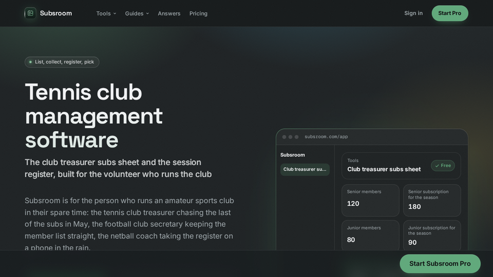 Screenshot of Subsroom