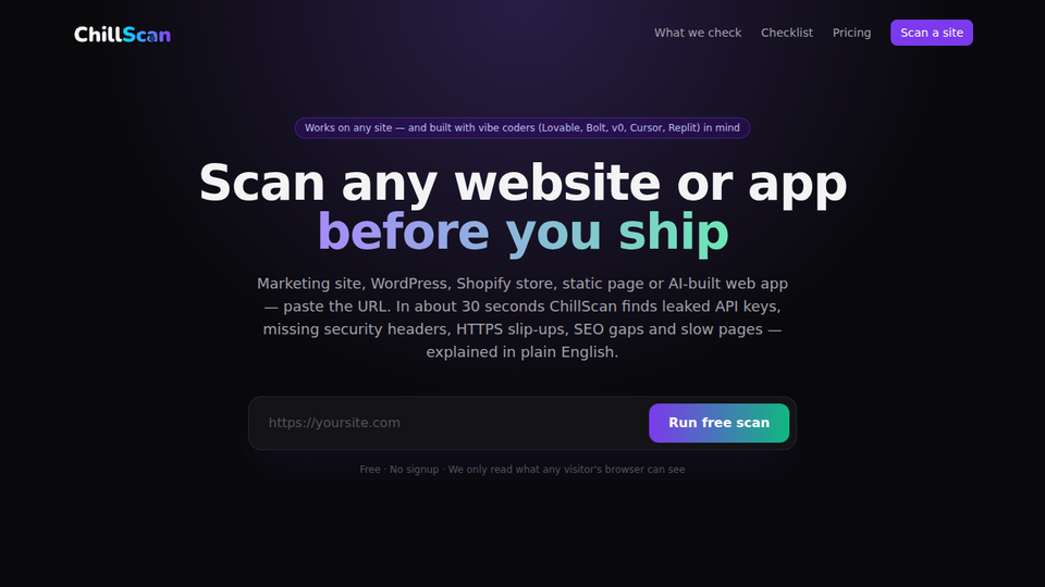Screenshot of ChillScan