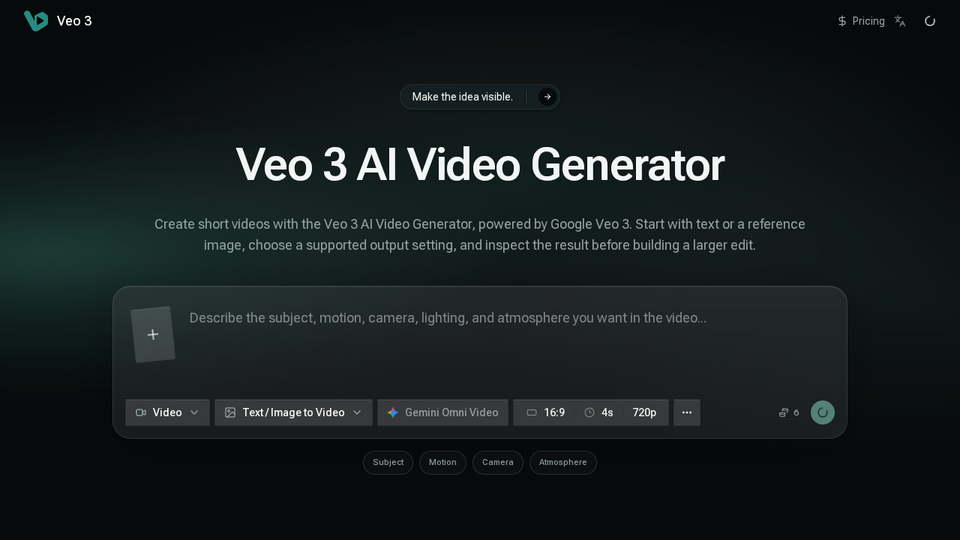 Screenshot of Veo3 AI Video Generator