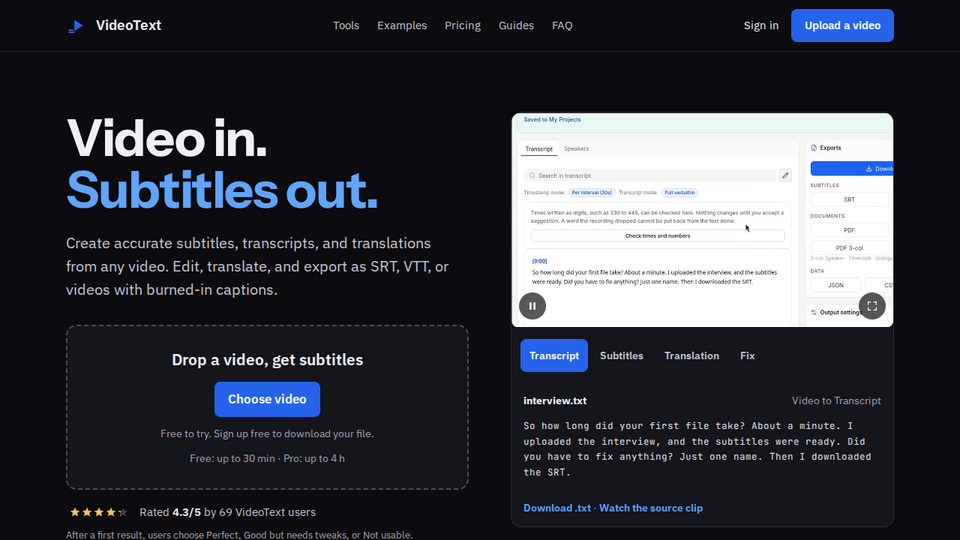 Screenshot of VideoText