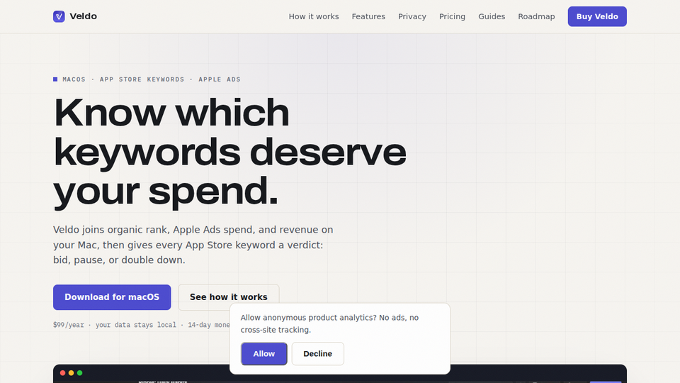 Screenshot of Veldo