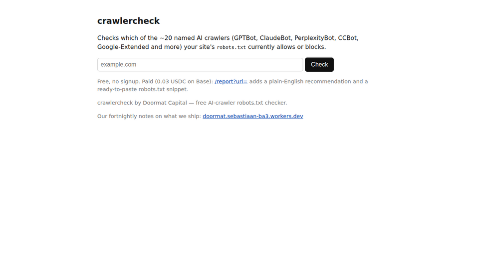 Screenshot of crawlercheck