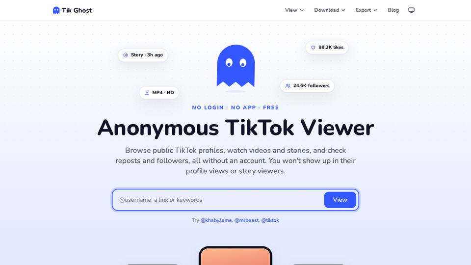 Screenshot of Tik Ghost