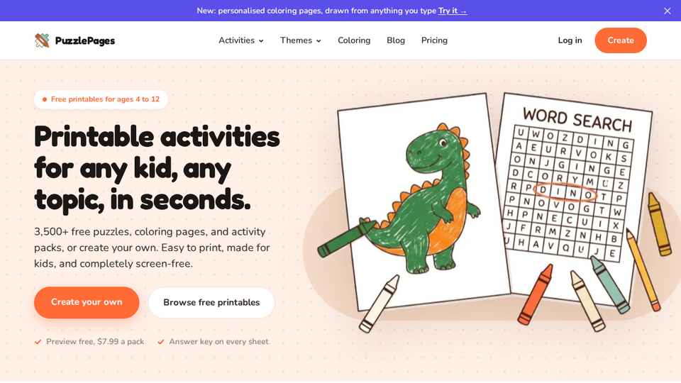 Screenshot of PuzzlePages