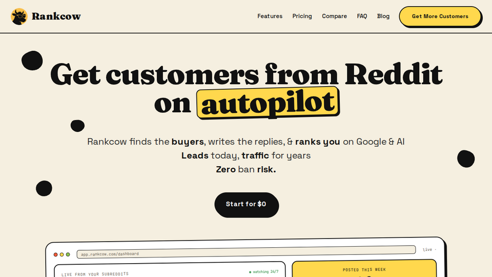 Screenshot of Rankcow