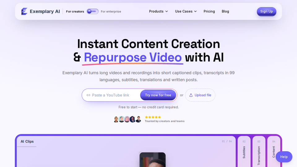Screenshot of Exemplary AI