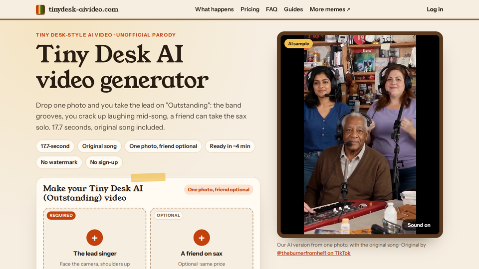 Screenshot of Tiny Desk AI Video