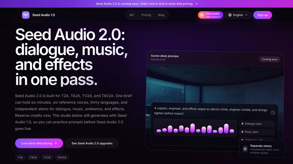 Screenshot of Seed Audio 2.0