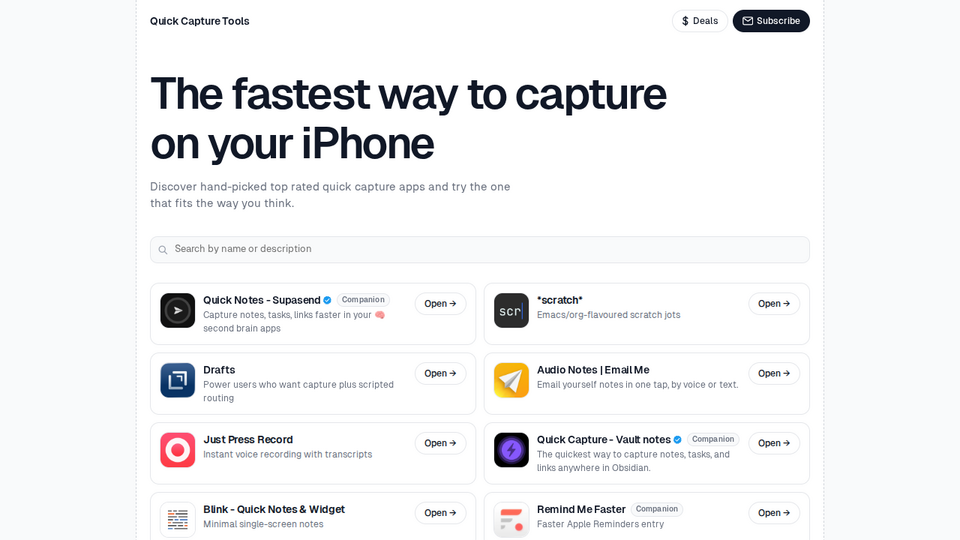 Screenshot of Quick Capture Tools