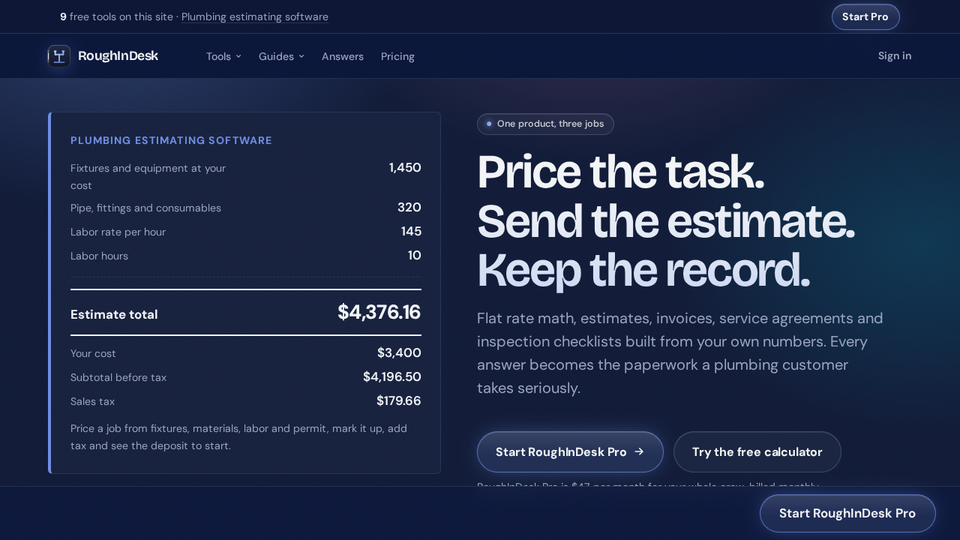 Screenshot of RoughInDesk