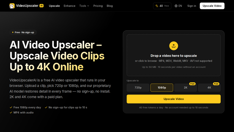 Screenshot of VideoUpscalerAI