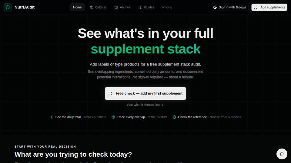 Screenshot of NutriAudit