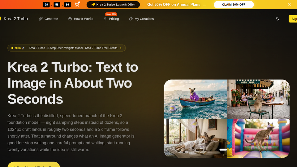 Screenshot of Krea 2 Turbo