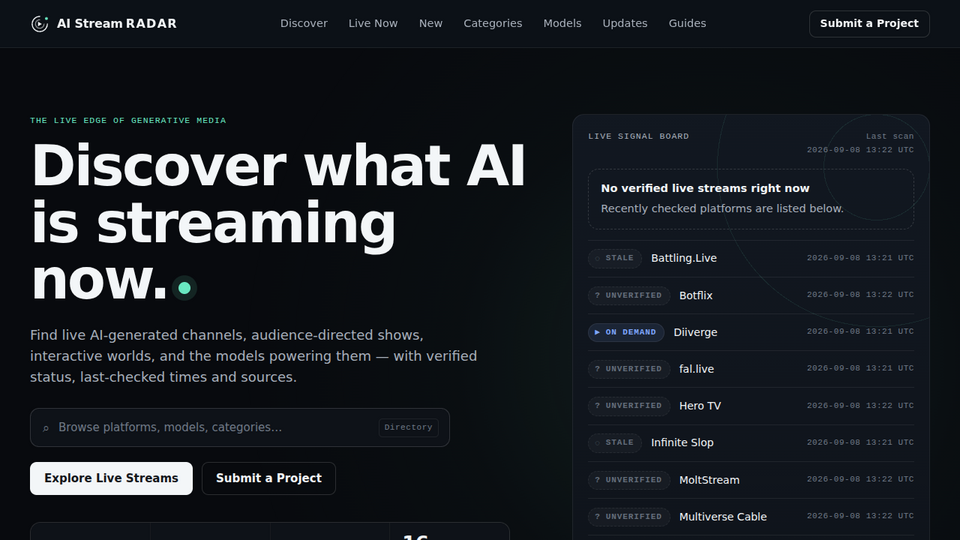Screenshot of AI Stream Radar