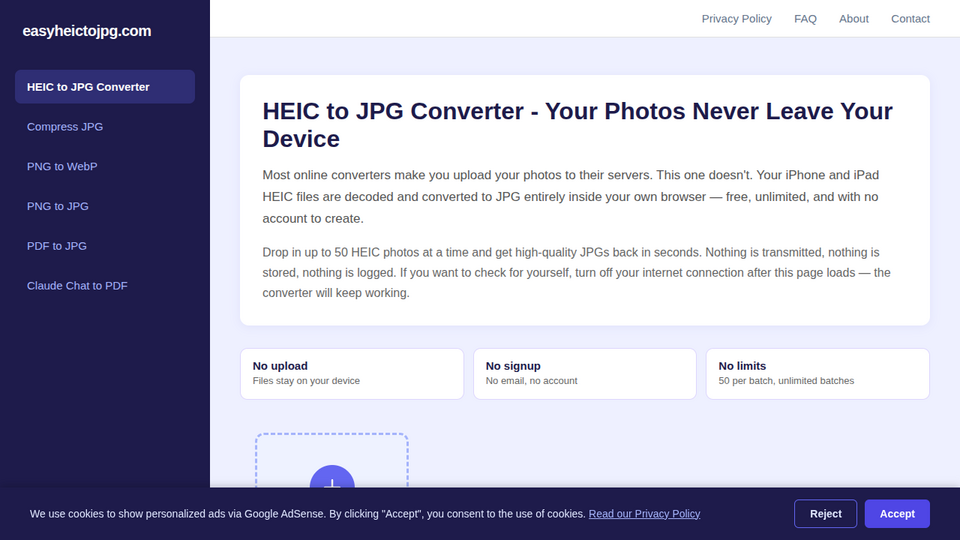 Screenshot of Easy HEIC to JPG