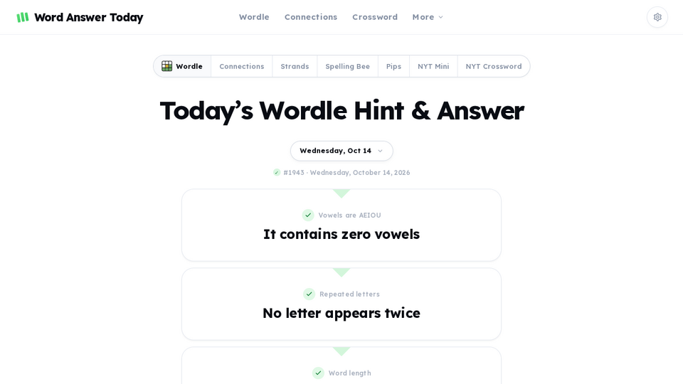 Screenshot of Word Answer Today