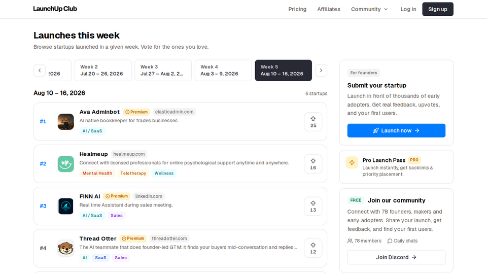 Screenshot of LaunchUp