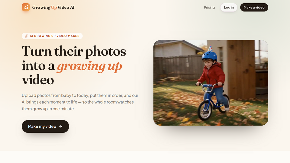Screenshot of Growing Up Video AI