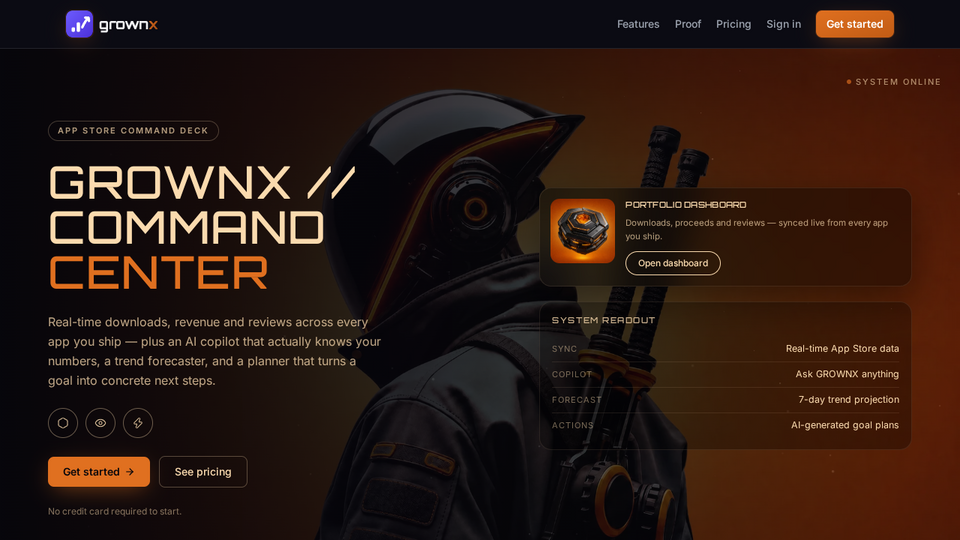 Screenshot of GROWNX