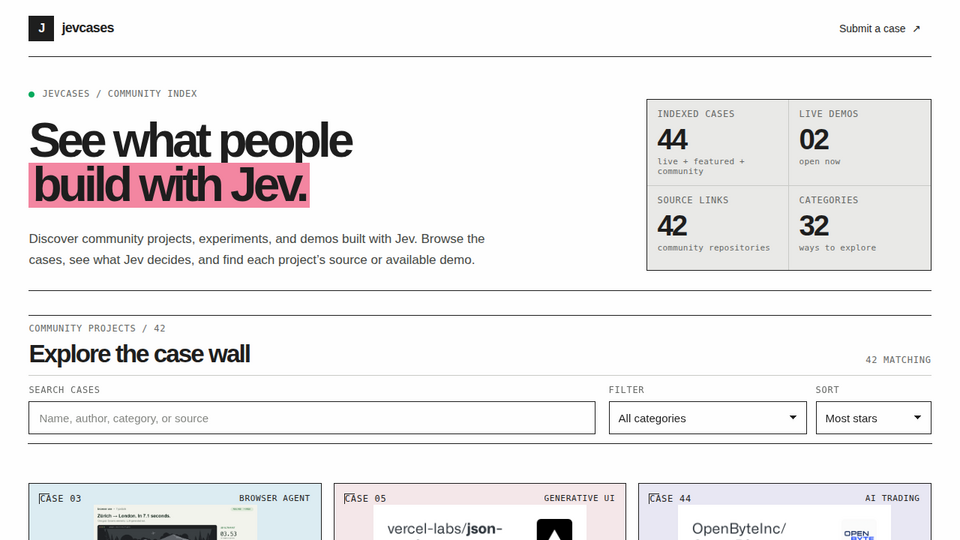 Screenshot of JevCases