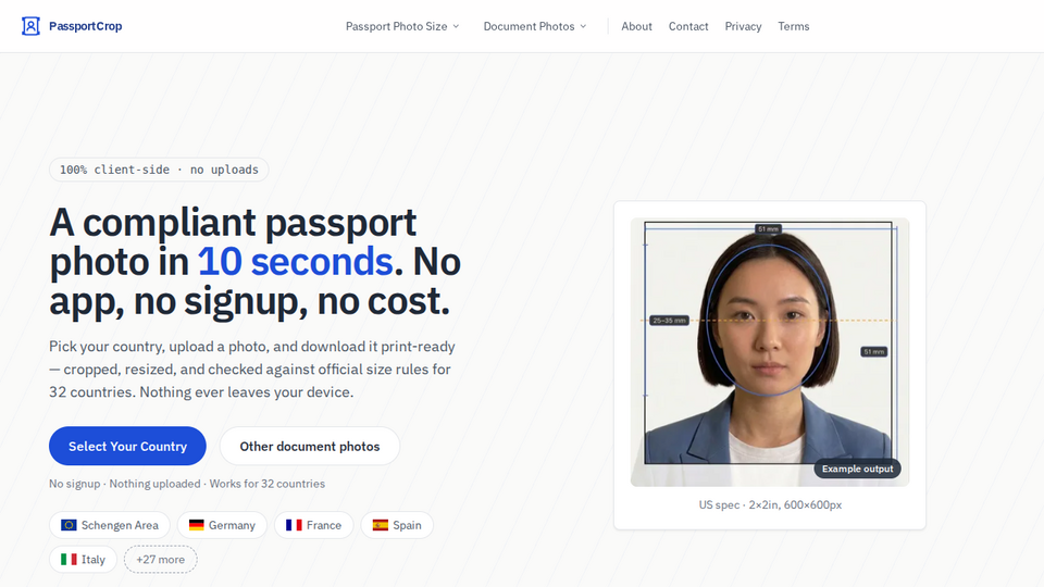 Screenshot of PassportCrop