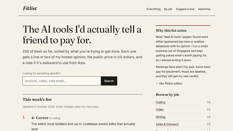 Screenshot of Fitlist