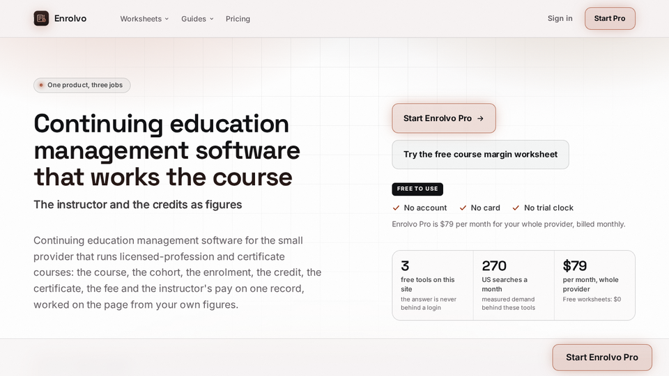 Screenshot of Enrolvo