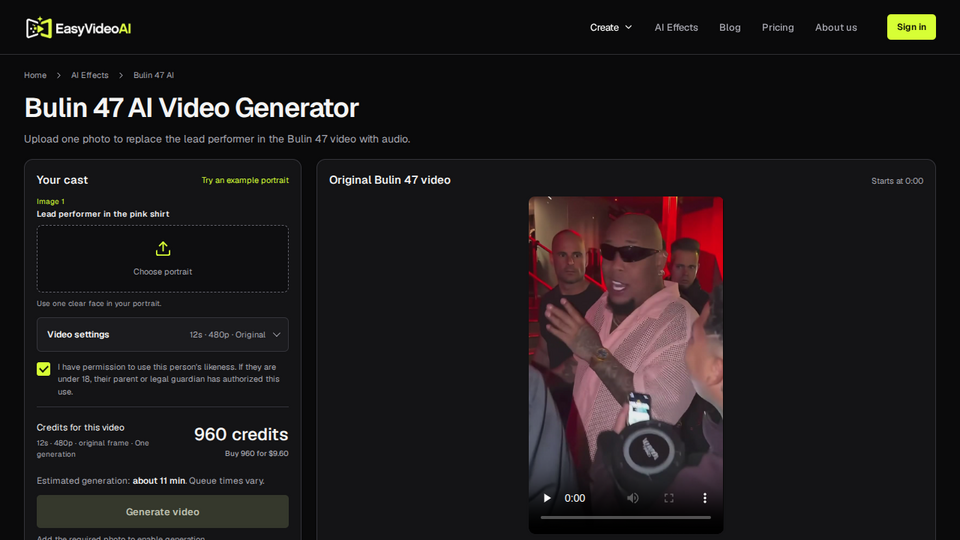Screenshot of EasyVideoAI