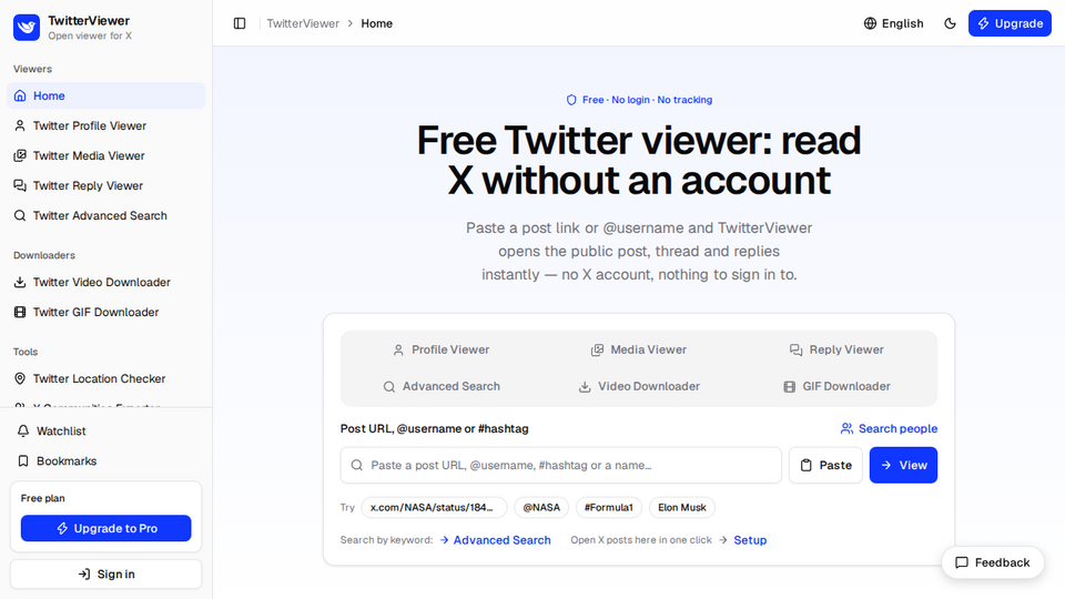 Screenshot of TwitterViewer