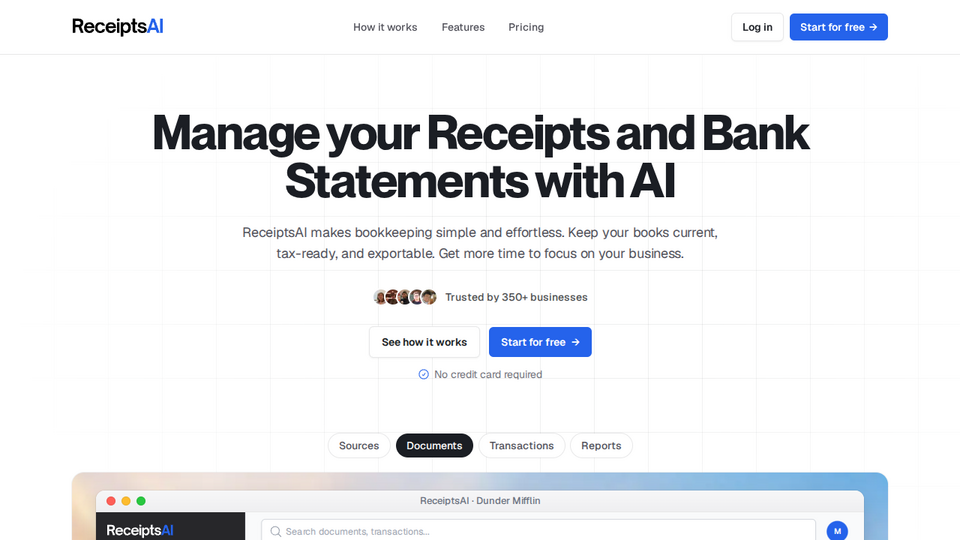Screenshot of ReceiptsAI