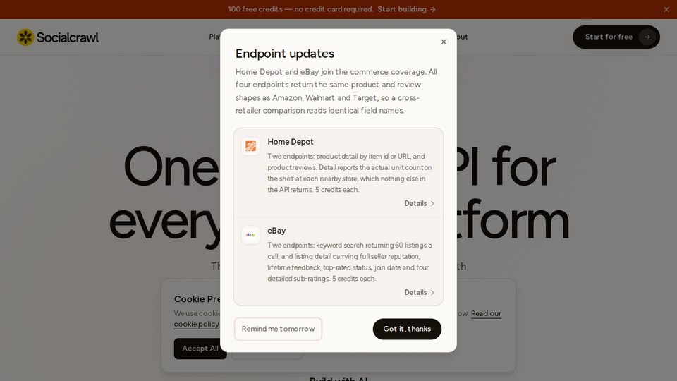 Screenshot of SocialCrawl