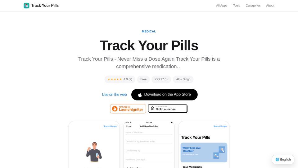 Screenshot of Track Your Pills