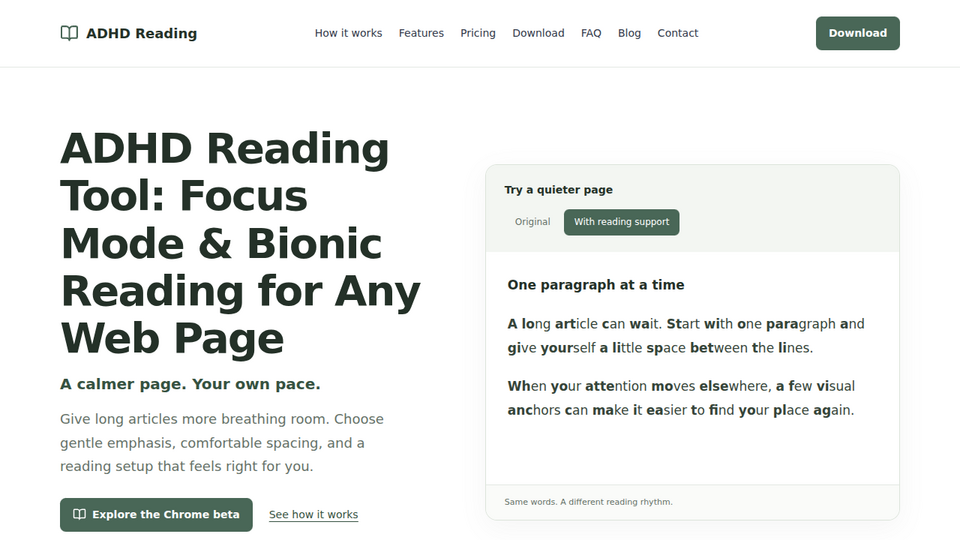 Screenshot of ADHD Reading