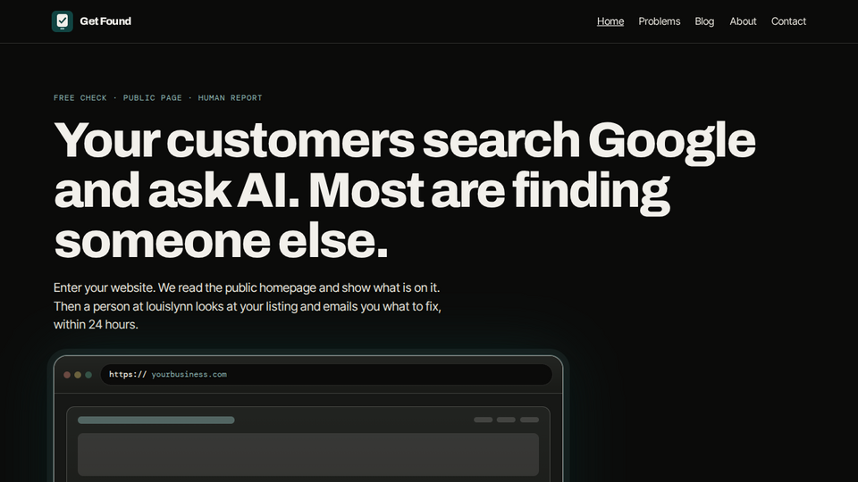 Screenshot of Get Found on Google