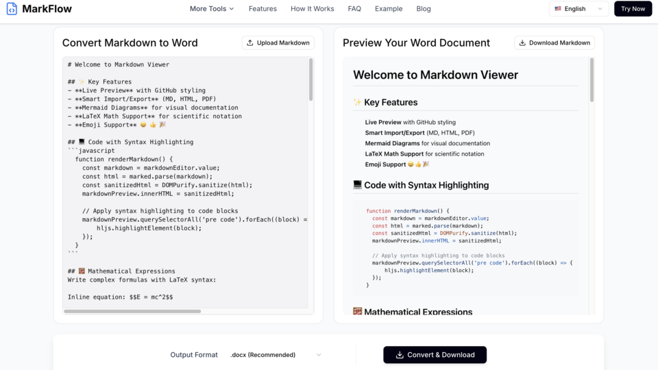 Screenshot of MarkFlow