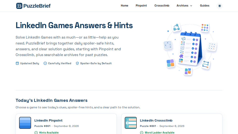 Screenshot of PuzzleBrief