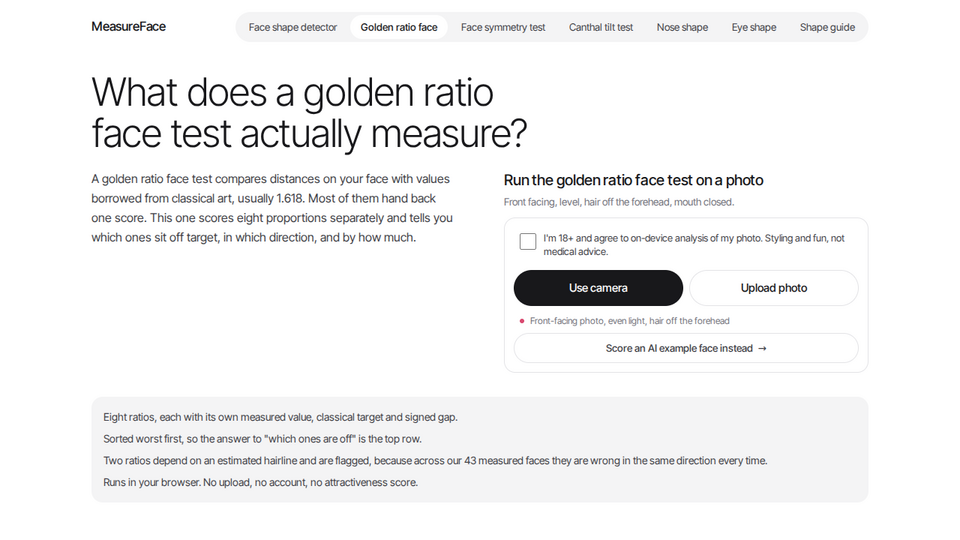 Screenshot of MeasureFace
