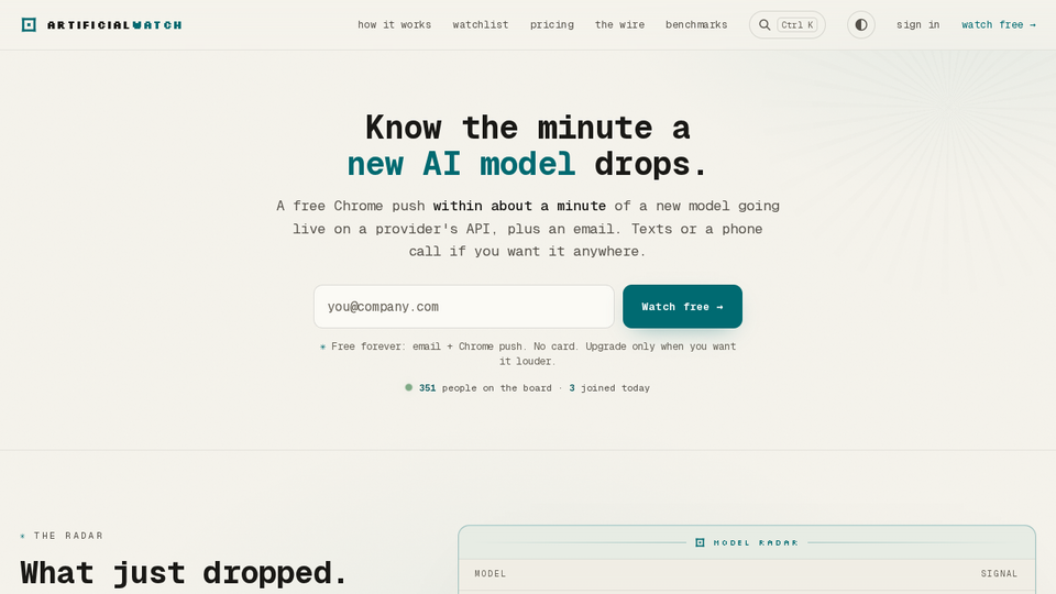 Screenshot of ArtificialWatch