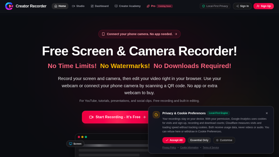 Screenshot of Creator Recorder