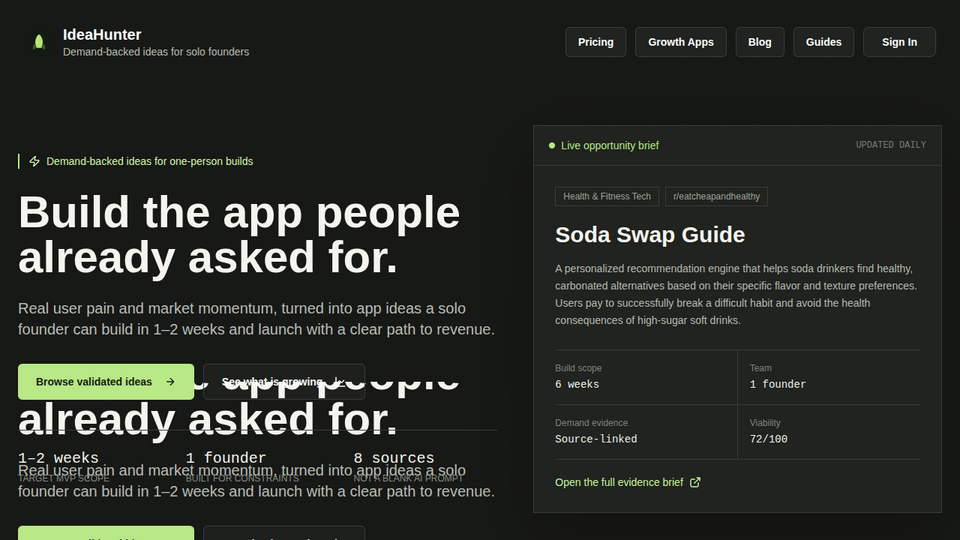 Screenshot of IdeaHunter