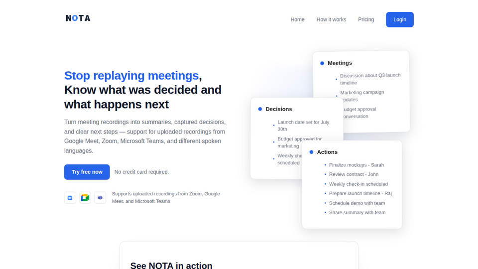 Screenshot of NOTA