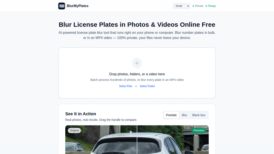 Screenshot of BlurMyPlates