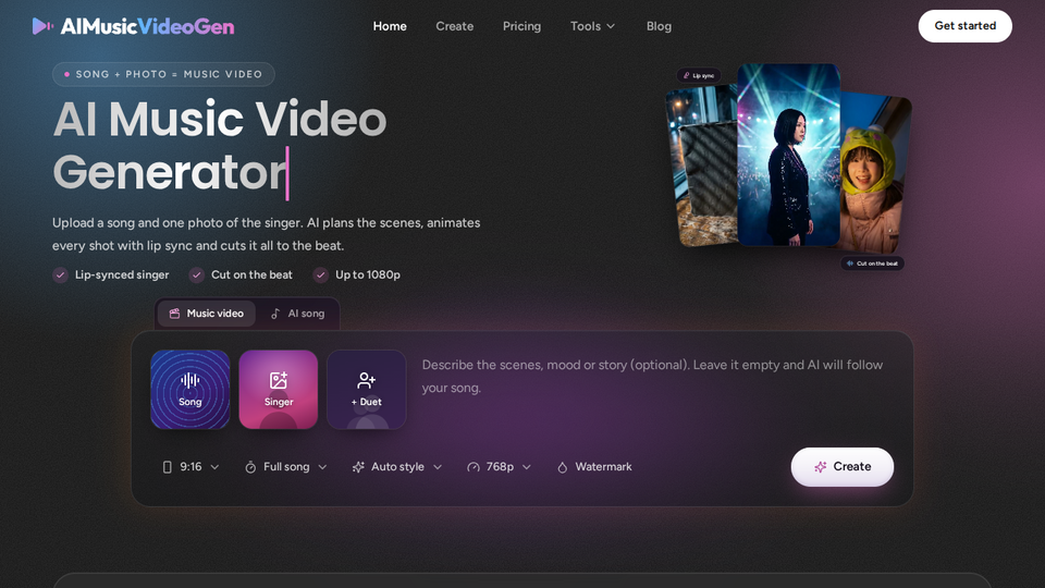 Screenshot of AIMusicVideoGen