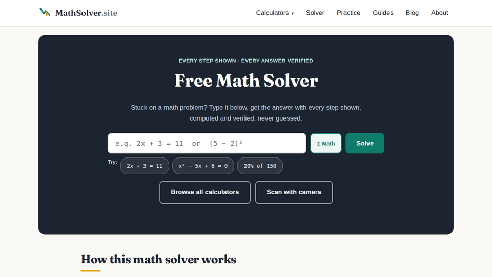 Screenshot of MathSolver