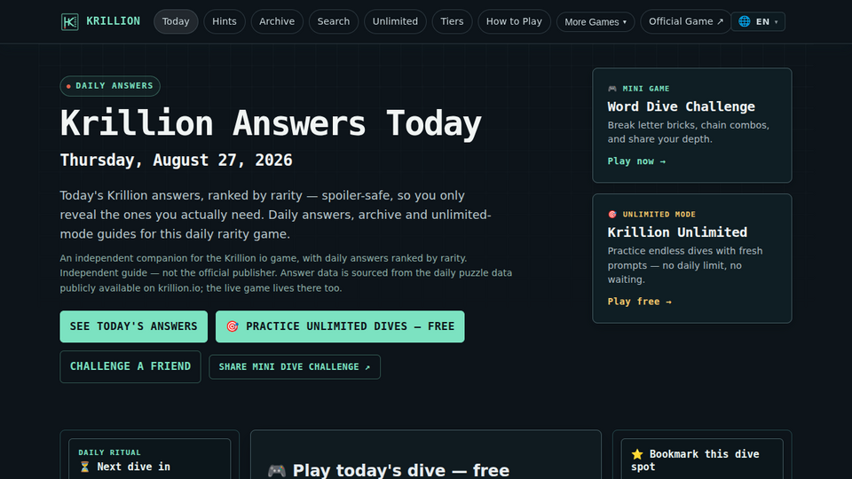 Screenshot of Krillion Game Guide